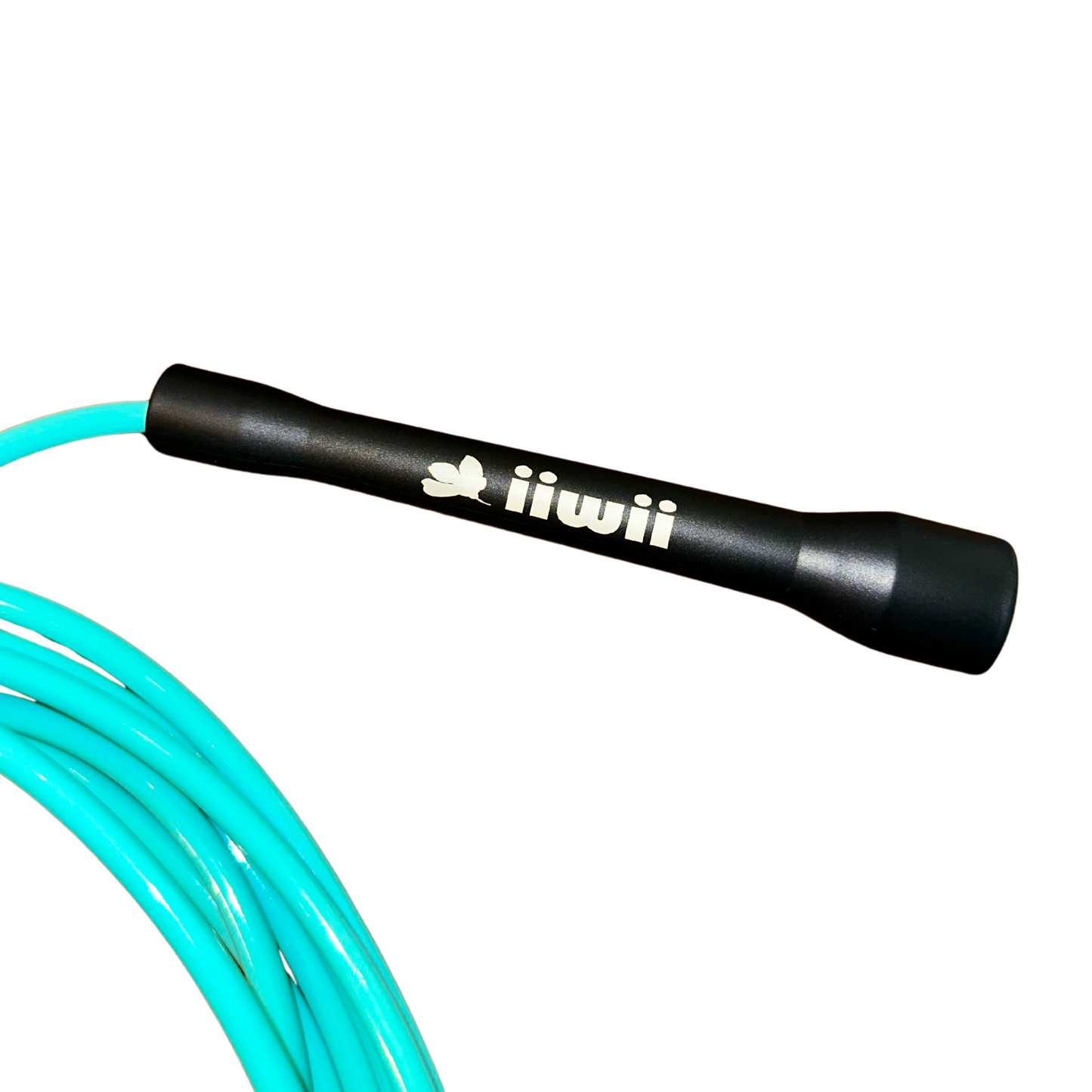 Black jump rope handle with 'iiwii' branding on a white background